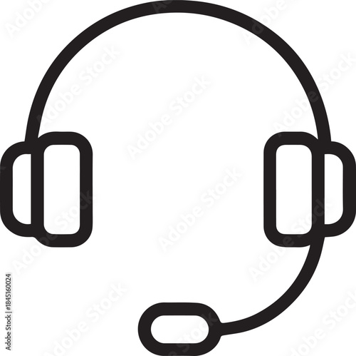 A minimalist line drawing presents a sleek headset, offering a symbolic representation of communication.