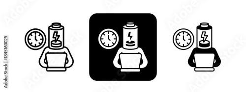 Exhausted  Solid color and black line drawing vector illustration set