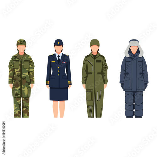 Four Uniformed Professionals Standing Side by Side.