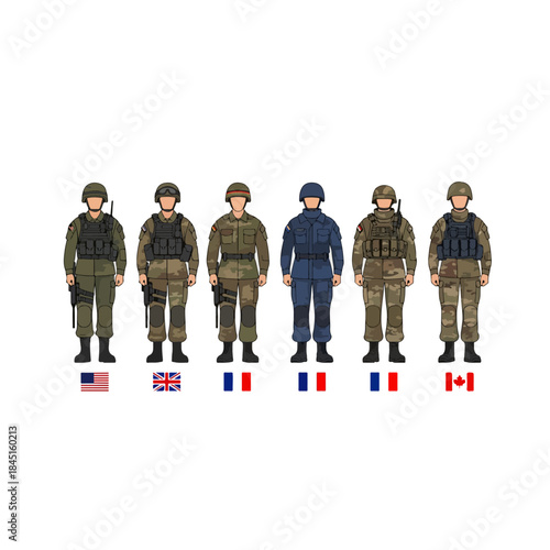 Team of soldiers in tactical gear lined up.