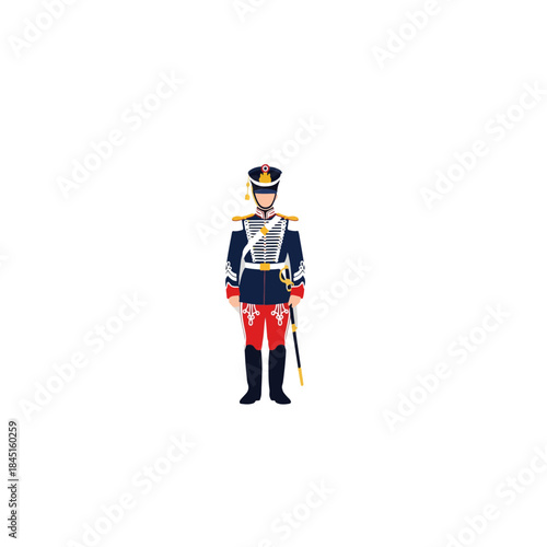 Colonial era toy soldier standing in uniform.