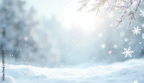 Winter snowy landscape,winter background of snow and frost with landscape of forest,Winter abstract landscape. Sunlight in the winter forest. Panorama of Lake landscape in winter. 