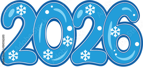 2026 icicle numbers adorned with tiny snowflakes, frosty winter digits, cold season holiday decoration, sparkling ice art, festive countdown, magical winter frozen design