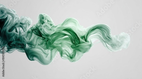 Abstract flowing fabric in shades of green against a neutral background