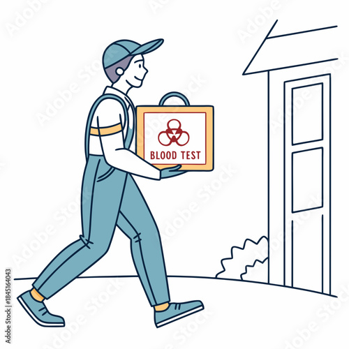 Medical Courier Delivering Blood Test Kit to House delivery