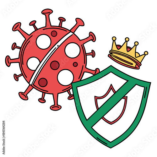 Coronavirus Icon With Shield And Crown covid pandemic