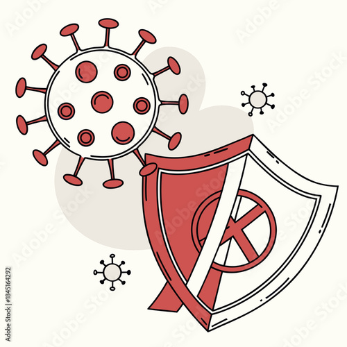 Coronavirus Icon Defeated By Shield covid pandemic