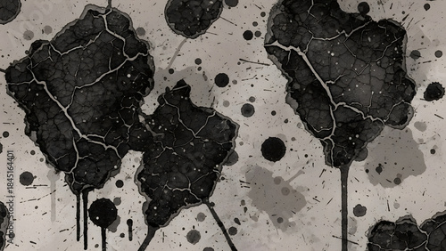 Abstract Dark Ink Splatter Texture Background Design with Grunge Effect