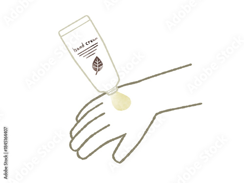 ハンドクリームを手に出す-水彩