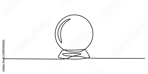 Continuous line drawing of a crystal ball Vector, illustration