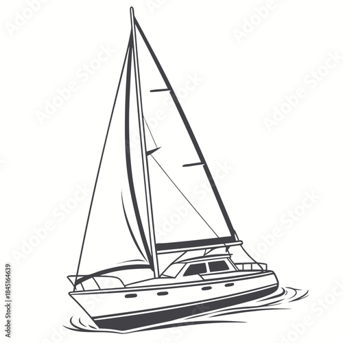 Sailing Yacht Under Full Sail on Rippling Water sailboat boat
