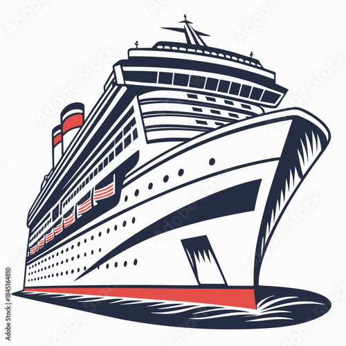 Wallpaper Mural Majestic Cruise Ship Sailing on the Water with Red and Blue Accents Keywords: cruise ship, ocean Torontodigital.ca