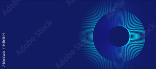 Futuristic Neon Technology Sphere with Glowing Circular Waves on Dark Blue Background