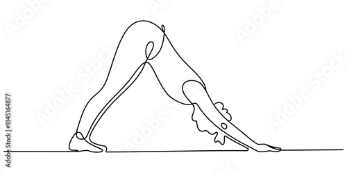 Continuous line drawing of downward-facing dog yoga pose Vector, illustration