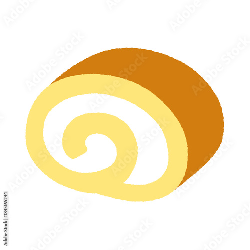 手書き風の食べ物単品アイコンイラスト　ロールケーキ