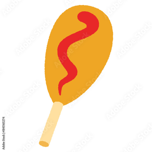 手書き風の食べ物単品アイコンイラスト　アメリカンドッグ