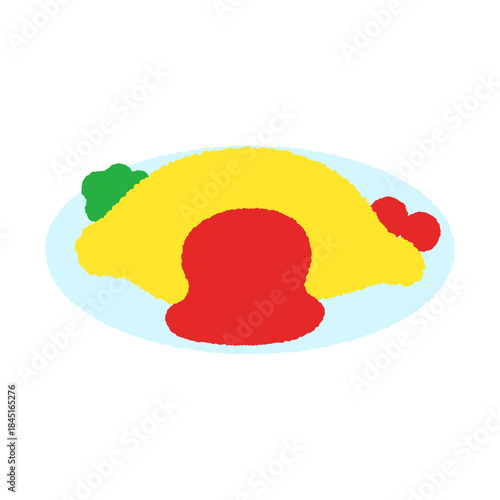 手書き風の食べ物単品アイコンイラスト　オムレツ