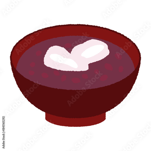 手書き風の食べ物単品アイコンイラスト　お汁粉