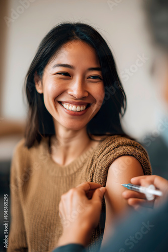 Diverse people receiving a flu or COVID-19 vaccine
