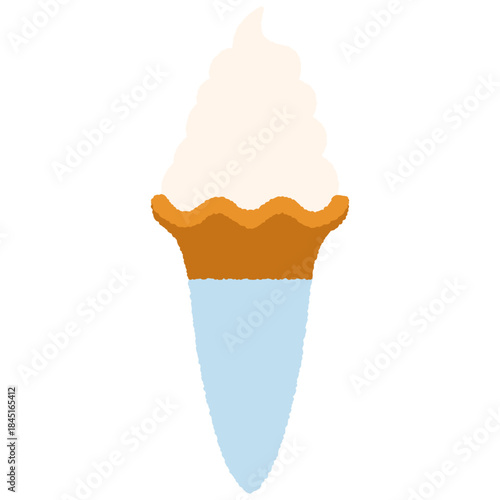 手書き風の食べ物単品アイコンイラスト　ソフトクリーム