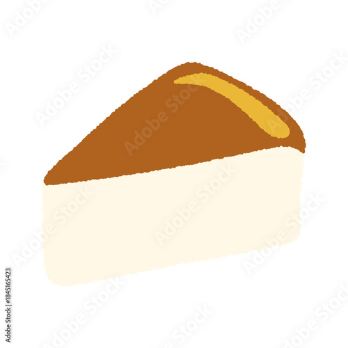 手書き風の食べ物単品アイコンイラスト　チーズケーキ