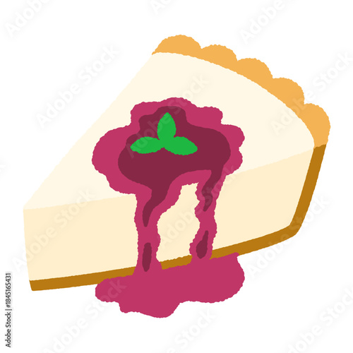 手書き風の食べ物単品アイコンイラスト　チーズケーキ