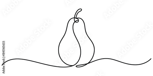 Continuous line drawing of a pear Vector, illustration