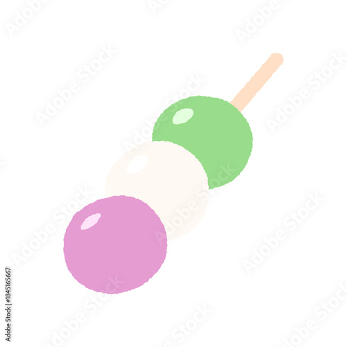 手書き風の食べ物単品アイコンイラスト　三色団子