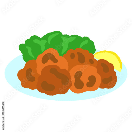 手書き風の食べ物単品アイコンイラスト　唐揚げ