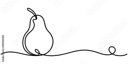 Continuous line drawing of a pear Vector, illustration
