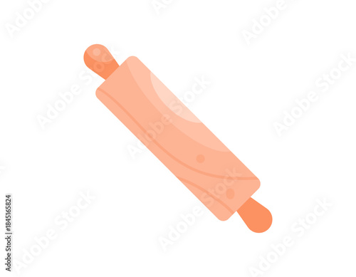 An illustration of a rolling pin. Kitchen utensils for flattening, thinning, and shaping dough. Cooking ware. Kitchen equipment. Objects or items. Flat design. Clip art or sticker. White background.