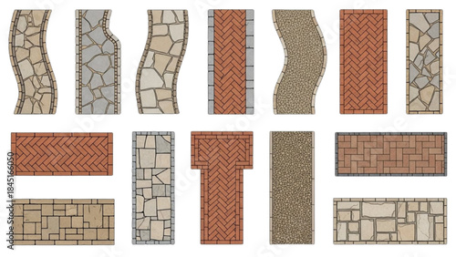 Diverse Outdoor Pathway Designs and Paving Patterns Collection for Landscape and Garden Architecture Projects