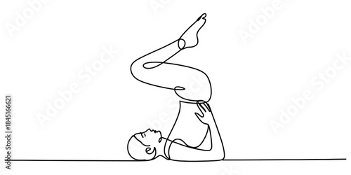 Continuous line drawing of yoga pose Vector, illustration