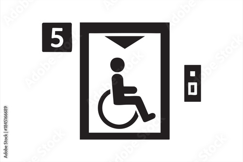 Wheelchair Accessible Elevator Icon for Building and Facility Signage