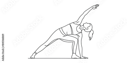 Continuous line drawing of yoga pose Vector, illustration