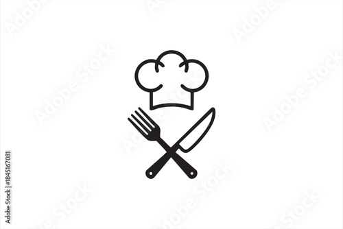 Culinary Chef Icon with Fork and Knife for Restaurant Apps