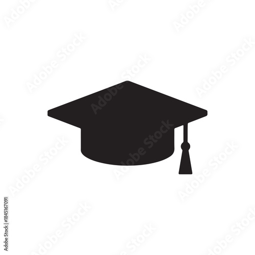 Graduation hat silhouette icon vector flat design
