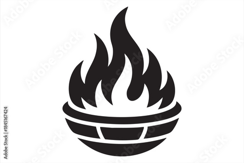 Minimal Fire Bowl Logo Icon for Restaurant and Food Concepts
