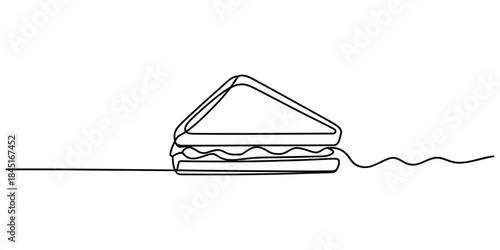 Continuous line drawing of a sandwich Vector, illustration