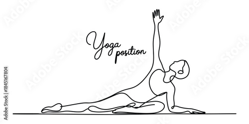 Continuous line drawing of yoga pose Vector, illustration