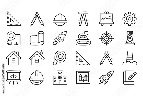 Architecture and Engineering Icons for Industrial Applications