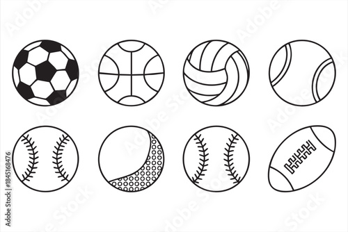 Athletic Ball Icons for Team Branding and Training Apps