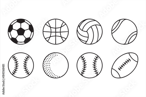 Soccer Basketball and Baseball Icons for Sports UI Design