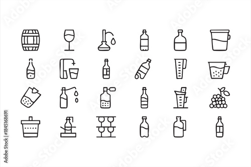Distillery and Winery Icons for Beverage Packaging