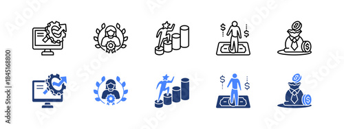 Outcomes and Rewards with two styles, line and duotone icon.