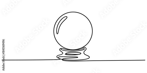Continuous line drawing of a crystal ball Vector, illustration