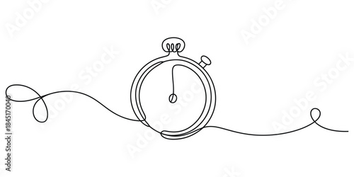 Continuous line drawing of a stopwatch Vector, illustration
