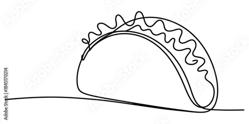Continuous line drawing of a taco Vector, illustration
