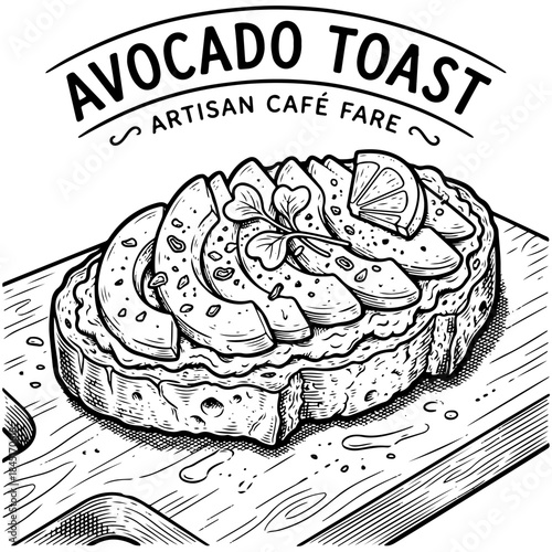 Avocado toast on cutting board.