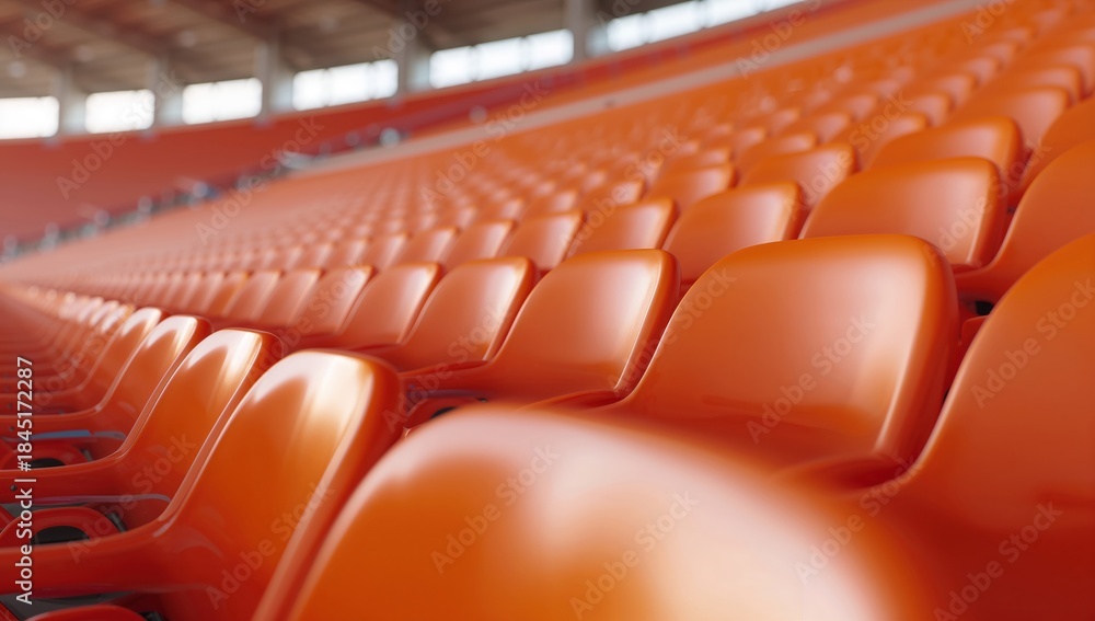 Fototapeta premium Stadium seating rows with no audience, sports arena interior and event concept image
